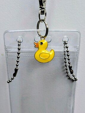 TWO CRUISING DUCK CHARM 36" BALL CHAIN NECKLACES W/ ZIPPERED CABIN/ID CARD CASE